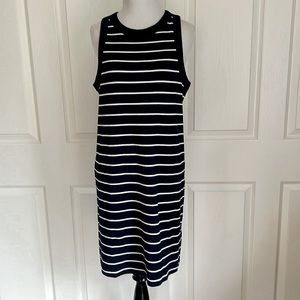 NWT Old Navy Sleeveless Blue and White Striped Ribbed Dress Women Sz XL